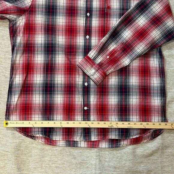 Timberland Mens Red Navy White Long Sleeve Button Plaid Shirt With Pocket Sz XXL - Picture 14 of 14